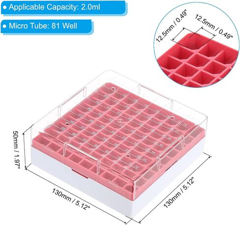 PATIKIL 81 Well Polycarbonate Freezer Boxes, 1 Pcs Polycarbonate Tube Rack for 2.0ML Tubes Vials Samples, Green in Saudi Arabia