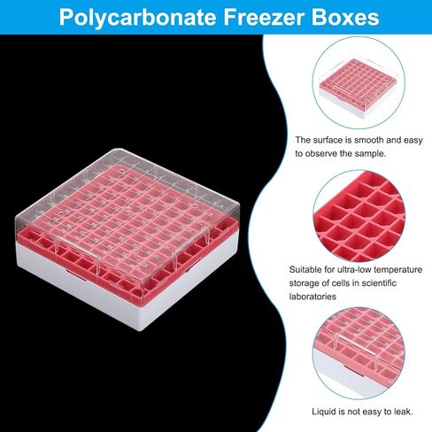 PATIKIL 81 Well Polycarbonate Freezer Boxes, 1 Pcs Polycarbonate Tube Rack for 2.0ML Tubes Vials Samples, Green in Saudi Arabia