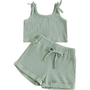 Thorn Tree Toddler Girls Shorts Set Summer Times Sleeveless T-Shirt Watermelon/Floral Shorts Little Girls Clothes