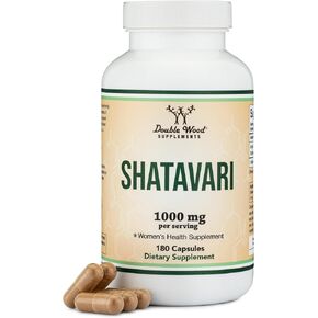 Organic Shatavari Capsules - 1,000mg Organic Shatavari Powder Per Serving (180 Capsules, 90 Day Supply) for Hormone Balance and Prolactin Production (Non-GMO, Gluten Free, Vegan Safe) by Double Wood