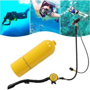 DIDEEP Diving Kit Diving Equipment 2L X5000Plus Breather Diving Mask Double Shoulder Strap Handbag Set (Yellow Bottle Blackhead)