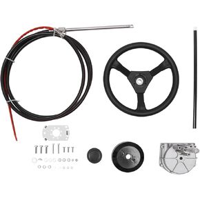 13 FT Outboard Rotary Steering System Kit Boat Control Cable Kit With 12.5 Inches Wheel Durable Marine Steering System Replacement for SS13710 Marine