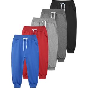 Resinta 5 Pack Toddler Boys Sweatpants Athletic Pull-On Pants with Drawstring and Pockets Boys Active Cotton Jogger Pants in Kuwait