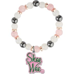 WSNANG Greek Paraphernalia Sorority Gifts Pink and Green Bead Bracelet Sorority Brooch Pin Gift Pink and Green Jewelry