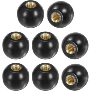 8-Pack Threaded Ball Knobs, M6 Female Thread 20mm Dia. Thermoset Ball Knob for Lathe/Machine/Lawn Mowers, Round Phenolic Brass Insert Lever Handle [Black]
