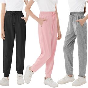Resinta Girls' Dry-Fit Jogger Sweatpants Lounge Soft Athletic Performance Kids Joggers with Pockets & Drawstring