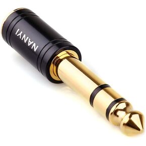 NANYI 1/4'' Male to 1/8'' Female Stereo Adapter Cables Connector, Upgrade 6.35mm Jack Stereo Plug Male to 3.5mm Jack Stereo Socket Femle for Headphone Adapter, Amp Adapte, Black 2-Pack