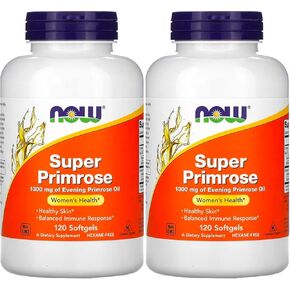 Now Foods Super Primrose 1300mg, 120 gels (Pack of 2)