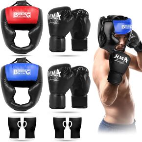 Boxing Headgear, Boxing Head Gear Sparring Safety Head Guard with Gloves, Boxing Protective Gear for MMA, Kickboxing, Muay Thai, Boxing Helmet for Adult Kids