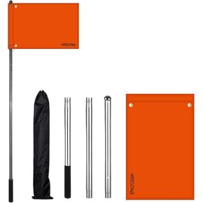 Orange Boat Flag 48inch Boat Safety Flag for Swimmers, Surfer 3 Sections Foldable Water Ski Safety Flag with Storage Bag