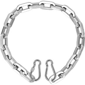 OKG Gate Chain - 2 ft x 1/4" Thick Square Security Chain, Comes with 2 Stainless Steel Carabiners - Outdoor Cut Proof Chain -Hardened Steel Lock Chain for Bikes, Gate Fence, Containers (No Lock)