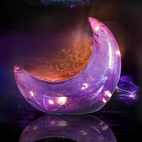 WONDER GARDEN Halloween Crystal Ball Light Up, Purple Mystic Cracked Glass Ball Witch Crystal Ball Table Halloween Decoration or Gift