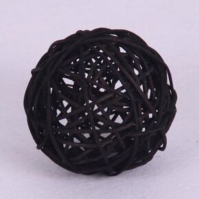 20pcs Wicker Rattan Decorative Balls Table Wedding Party Christmas Season Home Decoration (Black, Diameter 1.2 Inch)