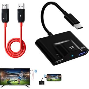 HDMI Wireless Transmitter and Receiver, Wireless USB-C Mirror Adapter Plug&Play, Support 30M/ 98FT Long Range and 2.4/5GHz for Streaming Video/Audio from Laptop,PC,Smartphone to HDTV/Projector