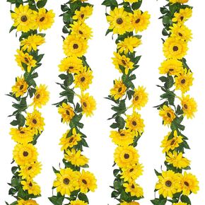 4PCS Artificial Sunflower Garland Decor Sunflower Vine Hanging Flowers Garland Home Wedding Party Decoration