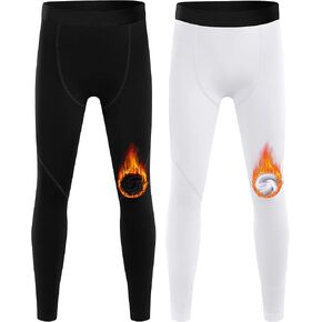 Blueleaf Boys Thermal Compression Pants - Youth Fleece Lined Athletic Leggings Kids Base Layer Tights Cold Weather Gear