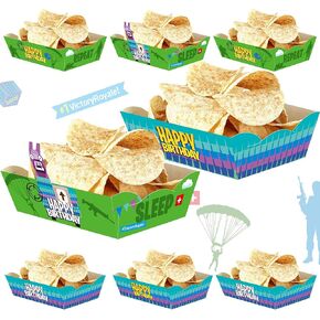 Video Games Birthday Snack Decorations, 24pcs for Nite Set Food Trays for Game Fans Birthday Party Supplies Kids Boys Birthday Party Snack Trays