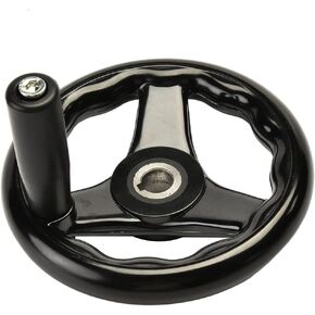 Othmro 1Pcs Round Three Hand Wheel 0.63in Center Hole Diameter 6.3in Handwheel Diameter Black Bakelite 3 Spoked Lathe Handwheel Hand Wheel with Revolving Handle for Milling Machine Lathes Grinders