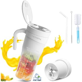 Portable Blender, VKYOZVA Personal Size Blender for Smoothies and Shakes, 16 Oz Mini Blender Cup, USB-C Rechargeable Blender with Handle, On The Go Blender for Travel, Gym, Office
