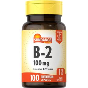 Sundance Vitamin B-2 | 100mg | 100 Capsules | Essential Vitamin Supplement | Non-GMO and Gluten Free Formula