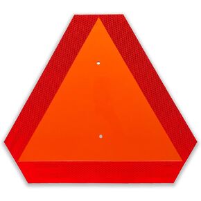 2 Pack Slow Moving Vehicle Triangle Sign, 14"x16" Plastic Reflective Farm Triangle Safety Sign, Outdoor for Golf Cart Tractor UTV
