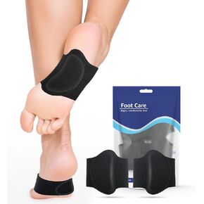 Arch Support Brace (2 Pack) – Adjustable, Non-Slip Arch Wraps with Soft Elastic Silicone Pads for Foot Care, Flat & Fallen Arches, High Arch, Plantar Fasciitis Relief – Fits All Shoes (Black)