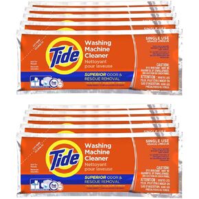 Washing Machine Cleaner by Tide, 10 Count, NEW Milder Scent with the Power of Oxi, Washer Machine Cleaner Powder Detergent for Front and Top Loader Machines (Packaging May Vary)