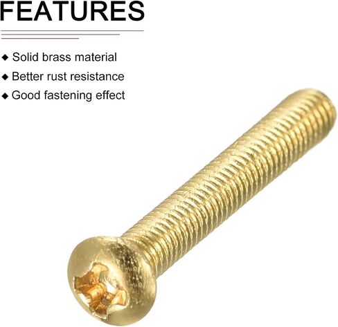 براغي ماكينة فيليبس النحاسية M3x20mm(DxL) - 10 عبوات - جيدة لصناعة الآلات - برغي تثبيت رأس المقلاة - لون نحاسي in Saudi Arabia