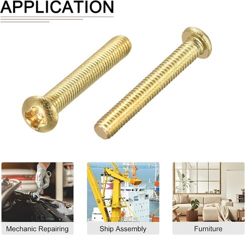 براغي ماكينة فيليبس النحاسية M3x20mm(DxL) - 10 عبوات - جيدة لصناعة الآلات - برغي تثبيت رأس المقلاة - لون نحاسي in Saudi Arabia