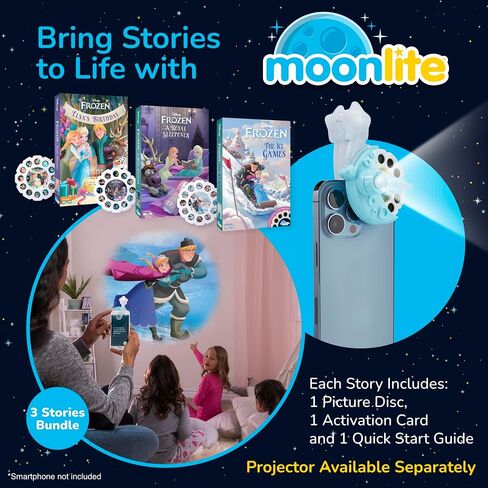 Moonlite Storytime بكرات القصص المصورة، مجموعة 3 قصص، إريك كارل اليرقة الجائعة جدًا، الدب البني، تشيكا تشيكا بوم بوم، قصص رقمية لجهاز العرض، هدايا التعلم المبكر للأطفال بعمر 12 شهرًا فما فوق in Kuwait