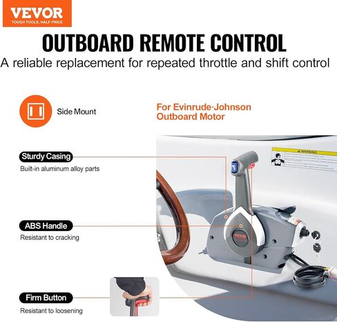 VEVOR Boat Throttle Control, 5006180 Side-Mounted Outboard Remote Control Box for Evinrude Johnson, Marine Throttle Control Box with Power Trim Switch and Lanyard in Saudi Arabia
