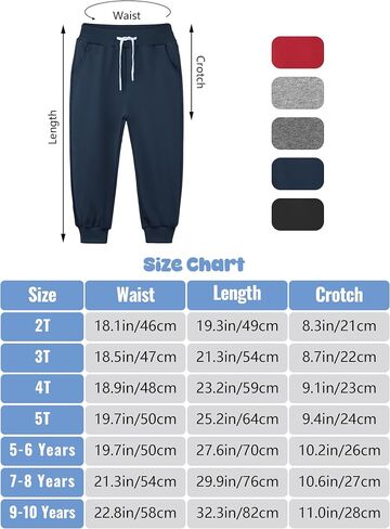 Resinta 5 Pack Toddler Boys Sweatpants Athletic Pull-On Pants with Drawstring and Pockets Boys Active Cotton Jogger Pants in Saudi Arabia