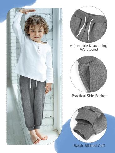 Resinta 5 Pack Toddler Boys Sweatpants Athletic Pull-On Pants with Drawstring and Pockets Boys Active Cotton Jogger Pants in Saudi Arabia