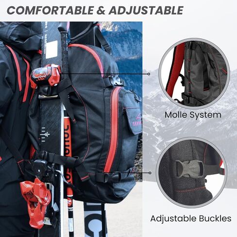 Savvycraft Ski Boot Bag Snowboard Boot Bag, 50L Ski Backpack for Ski and Snowboard Boots, Helmets, Gloves, and Accessories, Lightweight, Durable, Convenient, Red in Kuwait