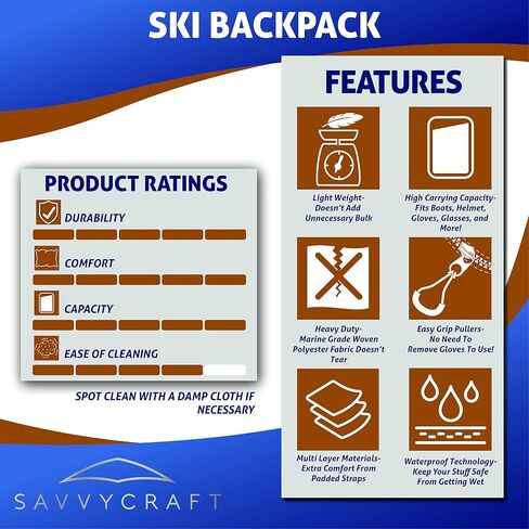 Savvycraft Ski Boot Bag Snowboard Boot Bag, 50L Ski Backpack for Ski and Snowboard Boots, Helmets, Gloves, and Accessories, Lightweight, Durable, Convenient, Red in Kuwait
