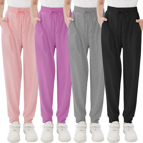 Resinta Girls' Dry-Fit Jogger Sweatpants Lounge Soft Athletic Performance Kids Joggers with Pockets & Drawstring in Kuwait