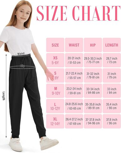 Resinta Girls' Dry-Fit Jogger Sweatpants Lounge Soft Athletic Performance Kids Joggers with Pockets & Drawstring in Kuwait