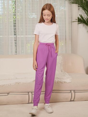 Resinta Girls' Dry-Fit Jogger Sweatpants Lounge Soft Athletic Performance Kids Joggers with Pockets & Drawstring in Kuwait