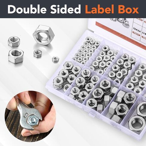 160 Pcs SAE Hex Nuts Assortment Kit, 4#40 6#32 8#32 10#24 10#32 12#24 1/4-20 5/16-18 3/8-16 1/2-13 Hex Nuts 304 Stainless Steel Assorted Hardware Nuts for Linking Pipes in Saudi Arabia