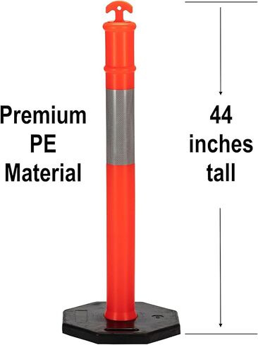 CJ Safety 44" Orange PE Delineator Post Cone, 44" Height Post, 10 lbs Recycled Rubber Base, 10" Reflective Band (Set of 3) in Kuwait