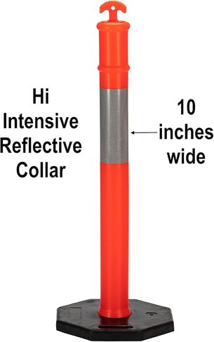 CJ Safety 44" Orange PE Delineator Post Cone, 44" Height Post, 10 lbs Recycled Rubber Base, 10" Reflective Band (Set of 3) in Kuwait