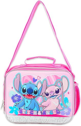 Disney Stitch Lunch Box for Girls Set - Bundle with Sequined Stitch and Angel Lunch Bag, Water Bottle, Tattoos, More | Lilo and Stitch Lunch Bag for Kids in Saudi Arabia