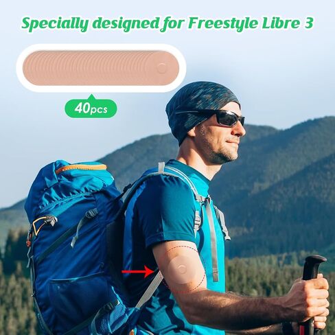 YOUSHARES 20PCS Libre 3 Adhesive Patches - 7-14 Days Long Stay Fixation Monitor Protection, Waterproof Overpatch CGM Stickers for Libre 3, Easy to Use Pre-Cut Adhesive Tape (Pink) in Saudi Arabia