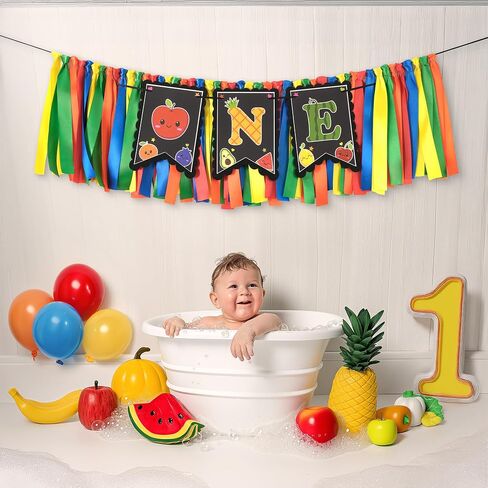 1st Birthday Highchair Banner Girl Floral and Butterfly Banner FairyFirst Birthday Party Decoration One Birthday Banner for Girls Sweet One Banner Photo Props Decor (Pink) in Saudi Arabia