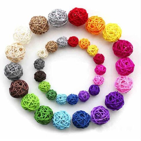 20pcs Wicker Rattan Decorative Balls Table Wedding Party Christmas Season Home Decoration (Black, Diameter 1.2 Inch) in Saudi Arabia