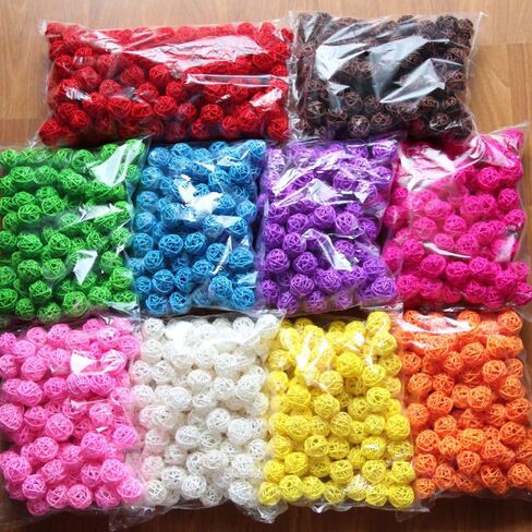 20pcs Wicker Rattan Decorative Balls Table Wedding Party Christmas Season Home Decoration (Black, Diameter 1.2 Inch) in Saudi Arabia