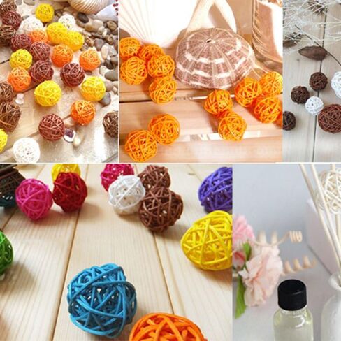 20pcs Wicker Rattan Decorative Balls Table Wedding Party Christmas Season Home Decoration (Black, Diameter 1.2 Inch) in Saudi Arabia
