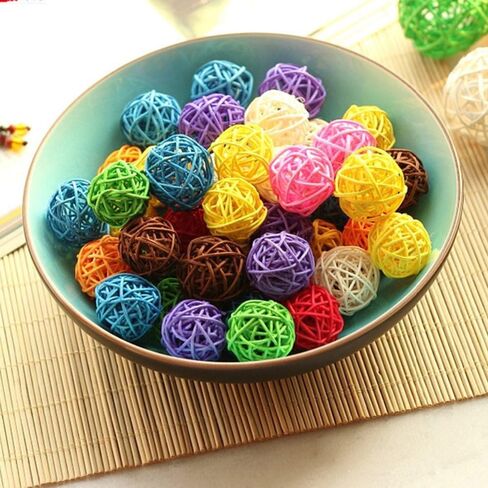 20pcs Wicker Rattan Decorative Balls Table Wedding Party Christmas Season Home Decoration (Black, Diameter 1.2 Inch) in Saudi Arabia