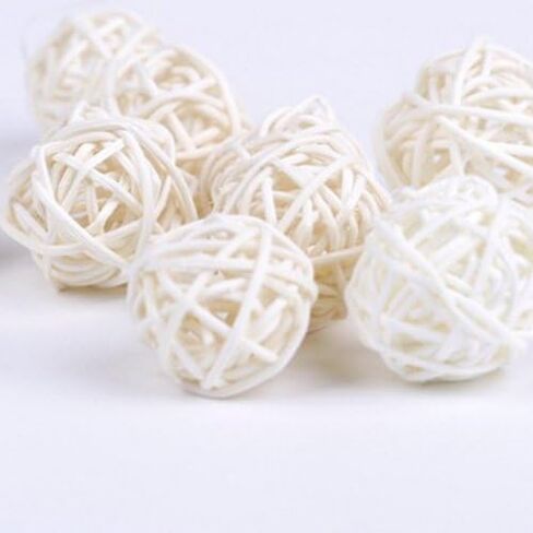20pcs Wicker Rattan Decorative Balls Table Wedding Party Christmas Season Home Decoration (Black, Diameter 1.2 Inch) in Saudi Arabia