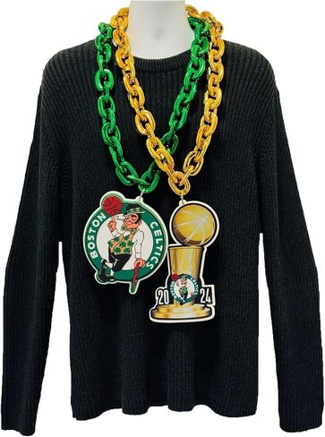 aminco Boston Celtics Fan Chain Set, 1 - Boston Celtics 2024 NBA Champions Fan Chain, Gold AND 1 - Boston Celtics Fan Chain, Green in Saudi Arabia